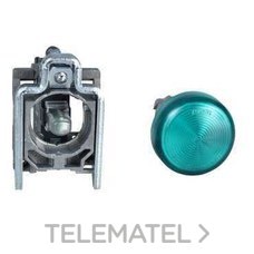 Piloto LED diámetro 22 230-240V verde embellecedor metálico